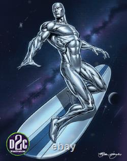 Art de bande dessinée, peinture acrylique unique en son genre / Le Surfeur d’Argent III