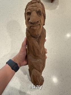 Art mural vintage unique en son genre, sculpture populaire en bois sculpté à la main représentant un homme 15