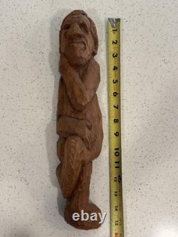 Art mural vintage unique en son genre, sculpture populaire en bois sculpté à la main représentant un homme 15