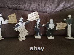 Art populaire vintage, figures de personnalité en bois uniques et faites à la main