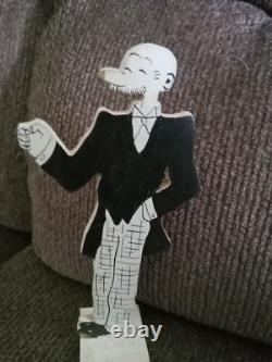 Art populaire vintage, figures de personnalité en bois uniques et faites à la main