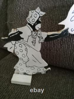 Art populaire vintage, figures de personnalité en bois uniques et faites à la main