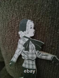 Art populaire vintage, figures de personnalité en bois uniques et faites à la main