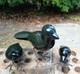 Art Vintage Benard Nkanjo Famille D&rsquo;oiseaux En Serpentine Et Fer Sculptures Sign&eacute;es