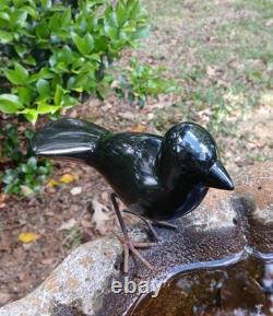 Art vintage BENARD NKANJO Famille d’oiseaux en serpentine et fer Sculptures signées