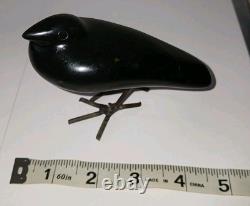 Art vintage BENARD NKANJO Famille d’oiseaux en serpentine et fer Sculptures signées