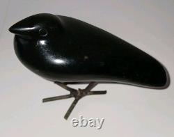 Art vintage BENARD NKANJO Famille d’oiseaux en serpentine et fer Sculptures signées
