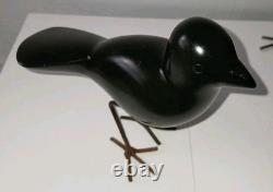 Art vintage BENARD NKANJO Famille d’oiseaux en serpentine et fer Sculptures signées