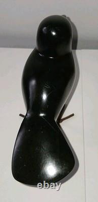 Art vintage BENARD NKANJO Famille d’oiseaux en serpentine et fer Sculptures signées