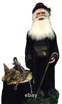 Artiste Santa 52 pouces OOAK Stone Soup SIGNÉ Daté 1995. Prix de détail 1 700 $ Ramasser/Expédier