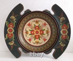 Assiette / bol en bois ROSEMALING norvégien peint à la main, pièce unique, 14 po de diamètre