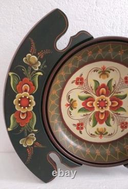 Assiette / bol en bois ROSEMALING norvégien peint à la main, pièce unique, 14 po de diamètre