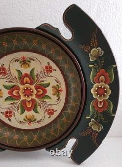 Assiette / bol en bois ROSEMALING norvégien peint à la main, pièce unique, 14 po de diamètre