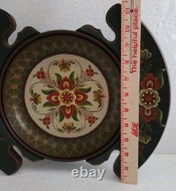 Assiette / bol en bois ROSEMALING norvégien peint à la main, pièce unique, 14 po de diamètre