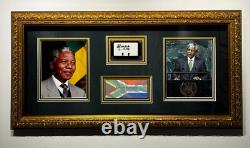 Autographe de Nelson Mandela encadré, unique en son genre, avec certificat d'authenticité