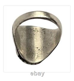 BAGUE EN ARGENT STERLING VINTAGE NAVAJO MORINCI TURQUOISE UNIQUE EN SON GENRE TAILLE 10