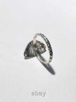 Bague en azurite naturelle en argent sterling, unique en son genre, environ 10,5 +/-.