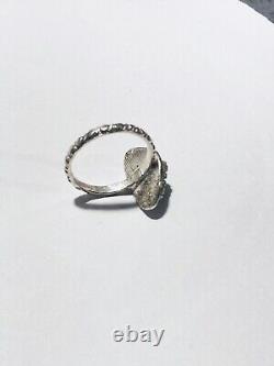 Bague en azurite naturelle en argent sterling, unique en son genre, environ 10,5 +/-.
