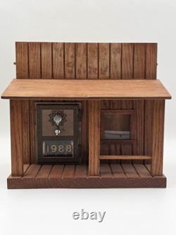 Banque de porte de bureau de poste faite à la main, unique en son genre, avec boîte en bois, art populaire vintage