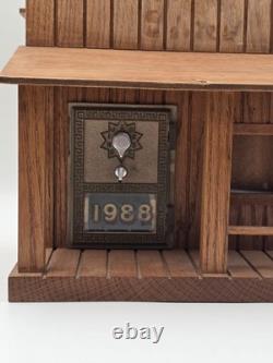Banque de porte de bureau de poste faite à la main, unique en son genre, avec boîte en bois, art populaire vintage