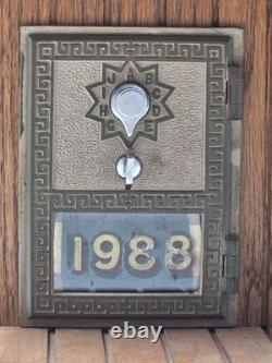 Banque de porte de bureau de poste faite à la main, unique en son genre, avec boîte en bois, art populaire vintage