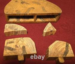 Boîte à bijoux en bois sculpté faite à la main, unique en son genre, avec tiroirs cachés, 9 rares