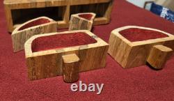 Boîte à bijoux en bois sculpté faite à la main, unique en son genre, avec tiroirs cachés, 9 rares