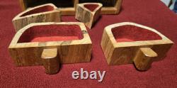 Boîte à bijoux en bois sculpté faite à la main, unique en son genre, avec tiroirs cachés, 9 rares