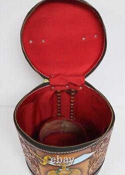 Boîte à chapeau de fez en cuir travaillé à la main, lacé, de qualité héritage, unique en son genre