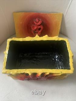 Boîte de prière en céramique faite à la main avec symbole OM OOAK Unique hindou bouddhiste
