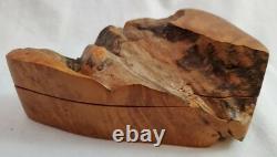 Boîte de rangement en bois de burl faite à la main, unique en son genre