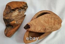Boîte de rangement en bois de burl faite à la main, unique en son genre