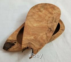 Boîte de rangement en bois de burl faite à la main, unique en son genre