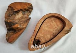 Boîte de rangement en bois de burl faite à la main, unique en son genre