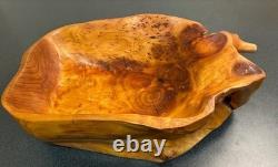 Bol plateau en bois naturel sculpté à la main, vintage et unique en son genre