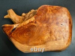 Bol plateau en bois naturel sculpté à la main, vintage et unique en son genre