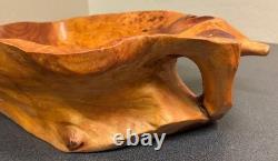 Bol plateau en bois naturel sculpté à la main, vintage et unique en son genre