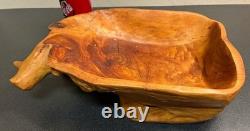 Bol plateau en bois naturel sculpté à la main, vintage et unique en son genre