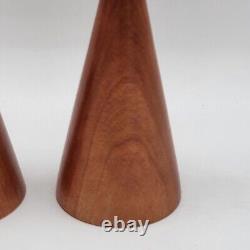 Bougeoir en bois tourné à la main au style MCM, pièce unique