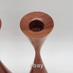 Bougeoir en bois tourné à la main au style MCM, pièce unique