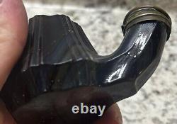 Bouilloire à thé unique en son genre en encre de cobalt/ambrée avec beaucoup de tourbillons à voir absolument.