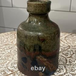 Bouteille de Sake Raku Rare 13ème Génération Hiromouto Émail Naturel à la Cendre Unique en Son Genre 1/1