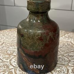 Bouteille de Sake Raku Rare 13ème Génération Hiromouto Émail Naturel à la Cendre Unique en Son Genre 1/1