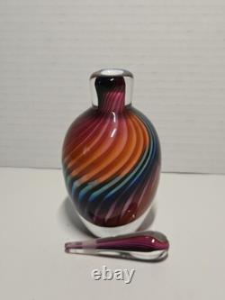 Bouteille de parfum signée et soufflée à la main par Bruce Freund, vintage et unique en son genre.