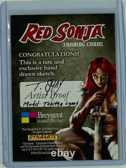 CARTE DE CROQUIS UNIQUE 1/1 DESSINÉE À LA MAIN PAR T. SHAY DE RED SONJA