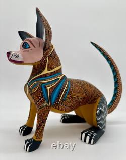 CHIEN - Magnifique alebrije en bois sculpté à la main, unique en son genre, provenant d'Oaxaca, Mexique