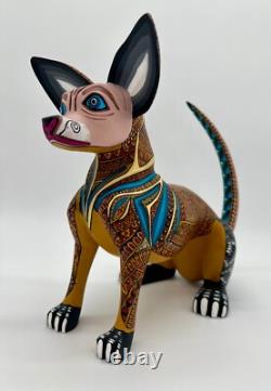 CHIEN - Magnifique alebrije en bois sculpté à la main, unique en son genre, provenant d'Oaxaca, Mexique
