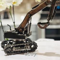 Cadeau de retraite unique en son genre, sculpture en métal de récupération d'excavateur, cadeau wow pour papa