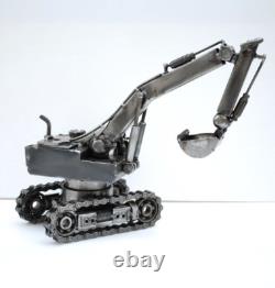 Cadeau de retraite unique en son genre, sculpture en métal de récupération d'excavateur, cadeau wow pour papa
