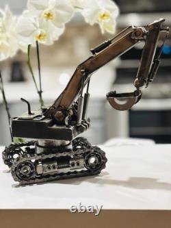 Cadeau de retraite unique en son genre, sculpture en métal de récupération d'excavateur, cadeau wow pour papa